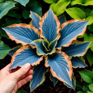 Хоста Океан Вью купить по цене от 960р. в интернет-магазине «Посадика» с доставкой почтой в в Березовскийе и по всей России – [изображение №1].