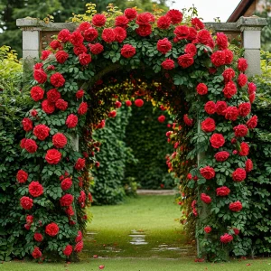 Роза плетистая Алый Триумф купить по цене от 319р. в интернет-магазине «Посадика» с доставкой почтой в в Березовскийе и по всей России – [изображение №1].